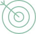Cible Objectif : Atteindre la Précision et la Réussite Symbole stylisé de cible. Une flèche verte frappe le centre d'un objectif circulaire, représentant la précision et l'atteinte du but.